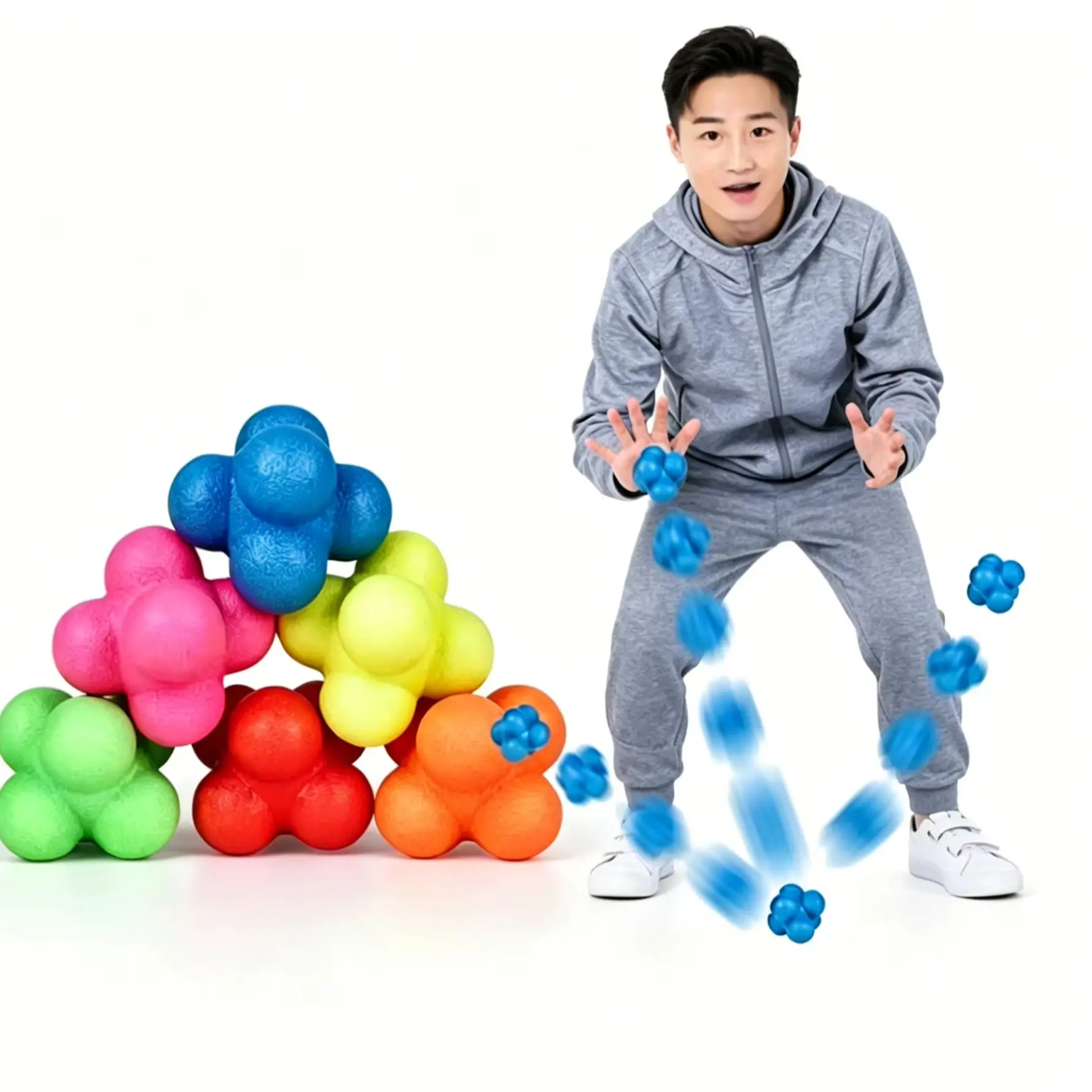 Colorful Hexagonal Reaction Bounce Ball Agility Training For Baseball Handball Tennis Sports Fitness Reflex Speed Exercise