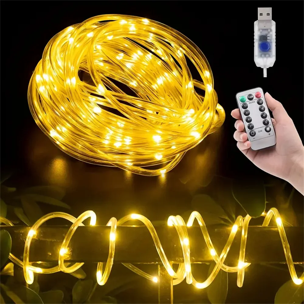 5M/10M/20M USB Tube Lights, 8 Lighting Modes, LED Light String With Remote Control, Home And Outdoor Landscape Decorative Lights