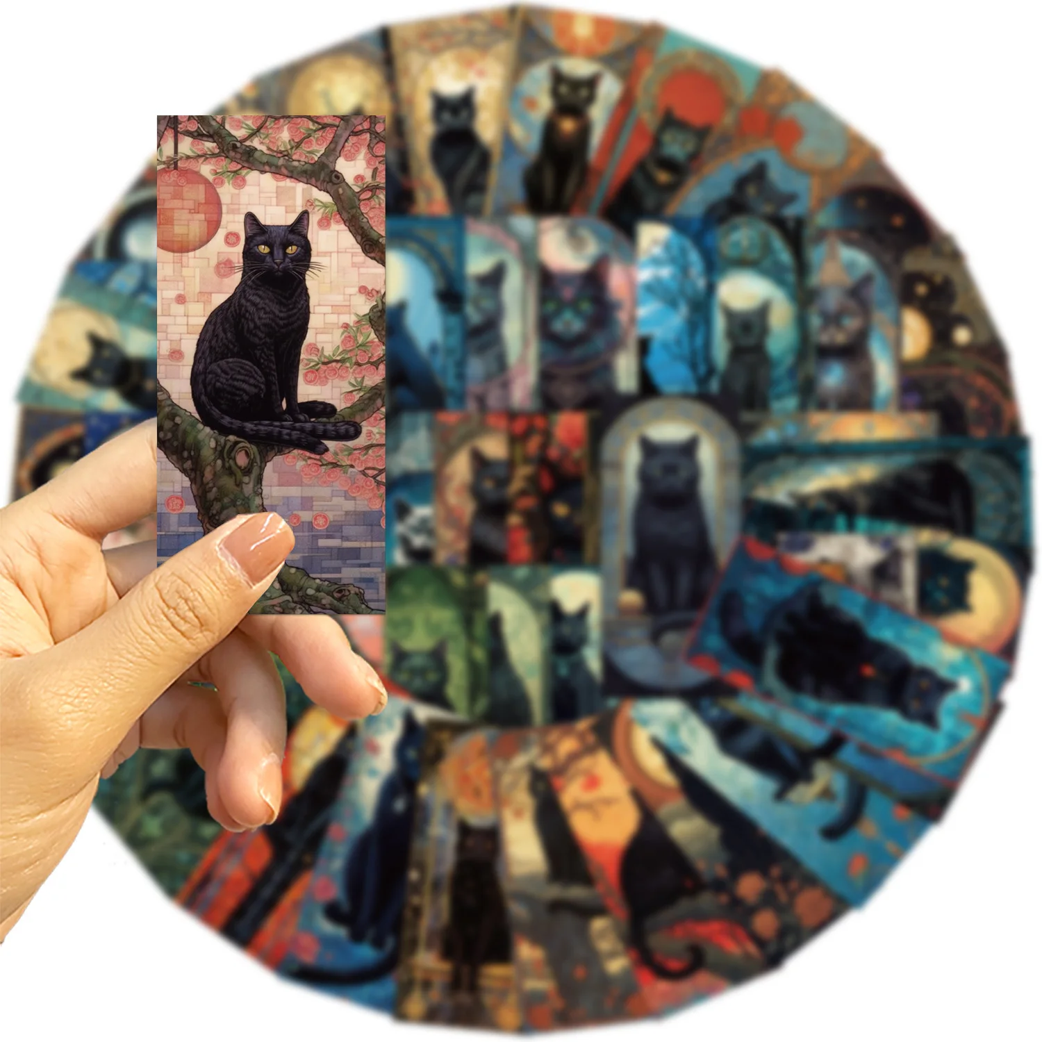 60PCS Cartoon Dark Cat Graffiti Stickers Decor Guitar Notebook Stationery Box Luggage DIY Stickers