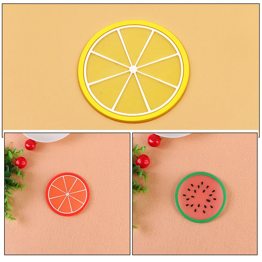 

20pcs Fruit Coaster Heat-Resist Cup Pad Non-Slip Silicone Drink Decorative Table Coasters For Kitchen Office Aesthetic Cup Mats