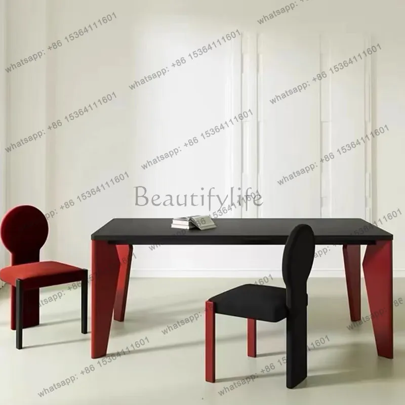 

French medieval solid wood rectangular dining table household dining table