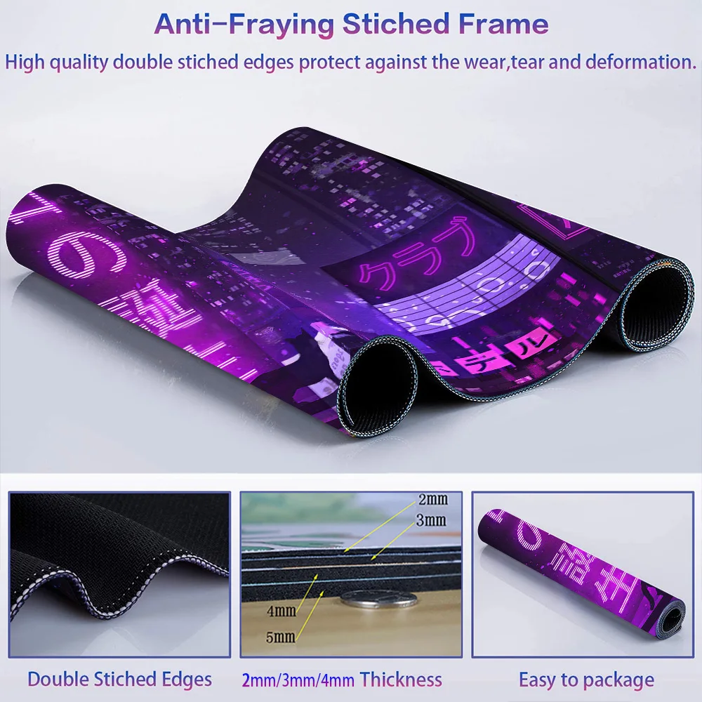 Imagem -03 - Laptop Gaming Mouse Pad Acessórios de Mesa Kawaii Desk Carpet Vaporwave Carpet Office Neon Roxo Deskmat Natividade Retro