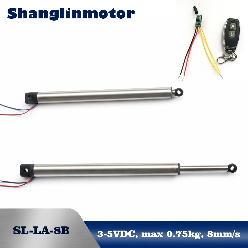 Ultra-Micro 8mm Diameter Linear Actuator DC 3V-5V Stainless Steel Mini Electric Telescopic Rod with Wireless Remote Controller