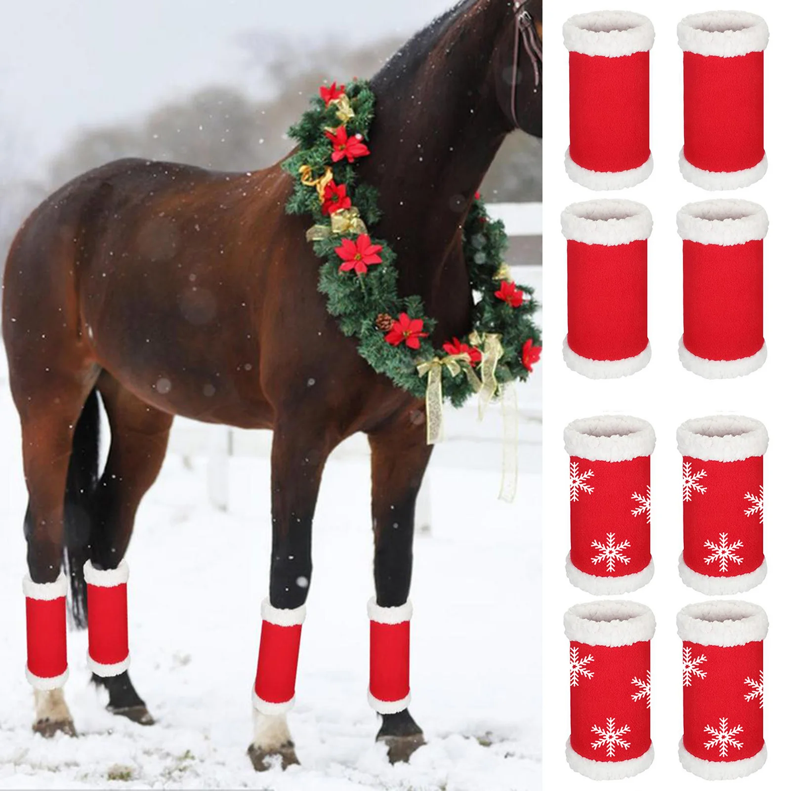 Xmas Premium Horse Fly Boots Protective Horse Leg Wraps Leggings for Preventing Bites & Reducing-Stomping