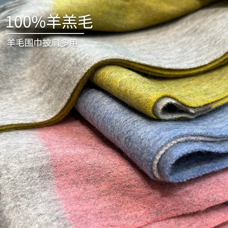Selected Australian Wool Fashion Color Matching Wool Scarf Women's Versatile Unisex Couple Winter Warm Scarf