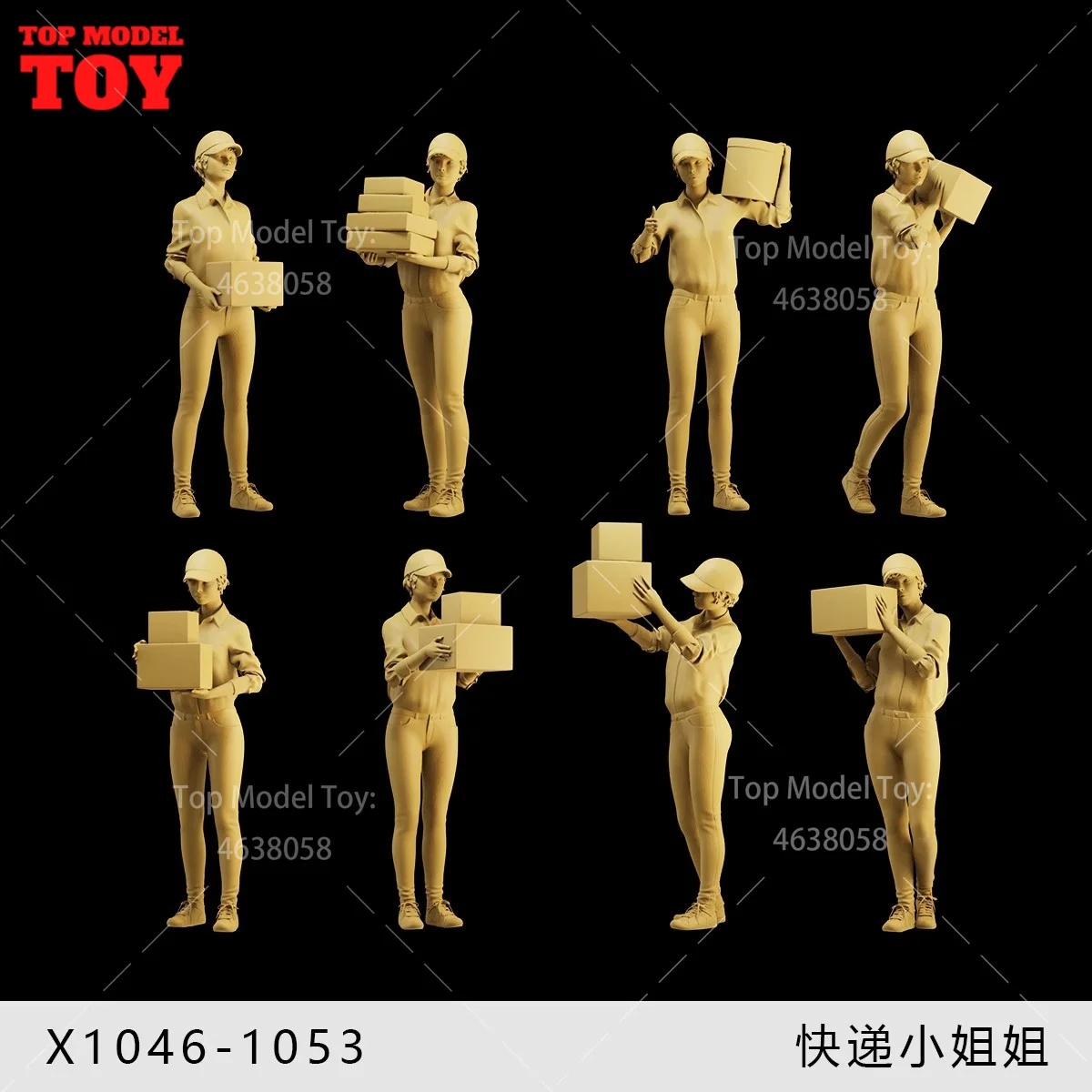 In Stock Unpainted Miniatures 1/64 1/43 1/35 Female Courier Delivery Sister 3D Print Scene Figure Dolls Model For Cars Vehicles