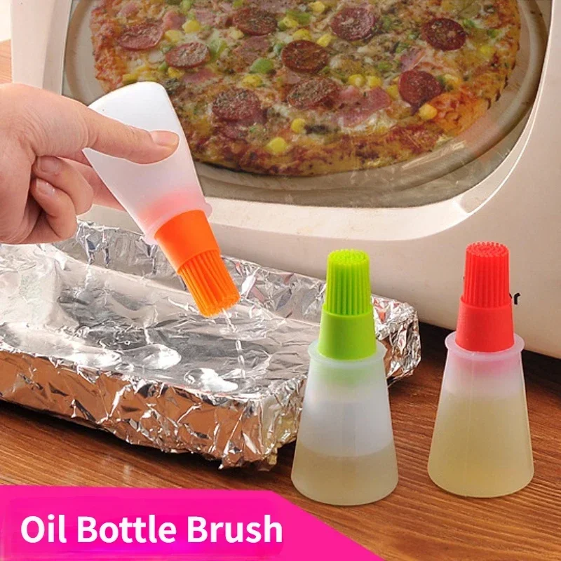 Kitchen Silicone Oiler with Brush Seasoning Sauce Brush with Scale Oil Bottle BBQ Kitchenware Gadgets Grilling Frying Tools