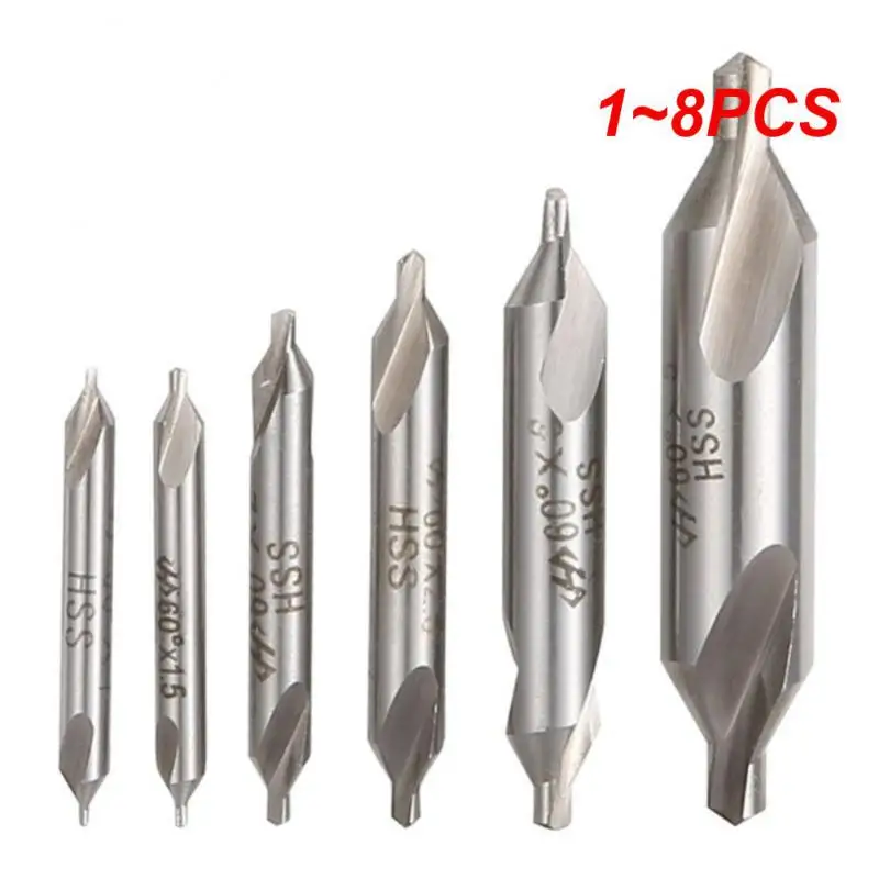 1~8PCS Double 5 / 3 / 2.5 / 2 / 1.5 / 1mm Combined HSS Combined Center Drill Countersink Bit Lathe Mill Tackle Tool Set Hand