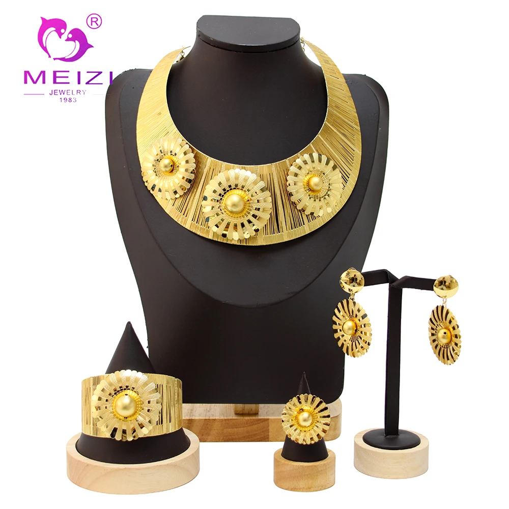 

MEIZI Jewelry Jewelry Sets Accessories for Women Dubai Original Gold Jewelry 14k 18k 24k Necklace Free Shipping Set Woman Bracel