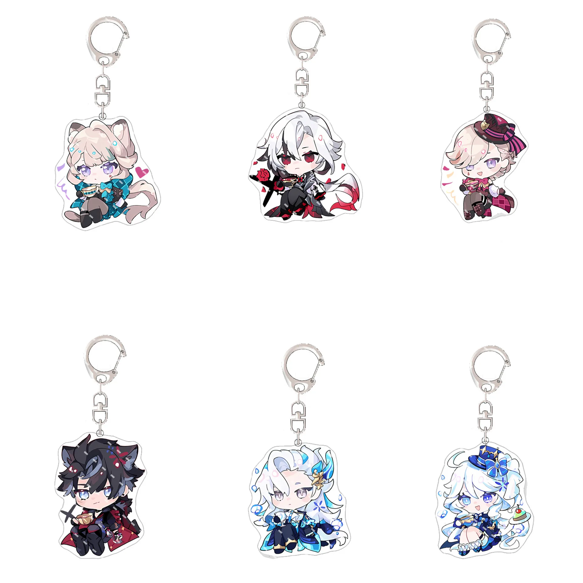 Anime Genshin Impact Fontaine Navia Clorinde Ganyu Hu Tao Klee Keqing Charlotte Furina Wriothesley Acrylic Keychains Figure Gift