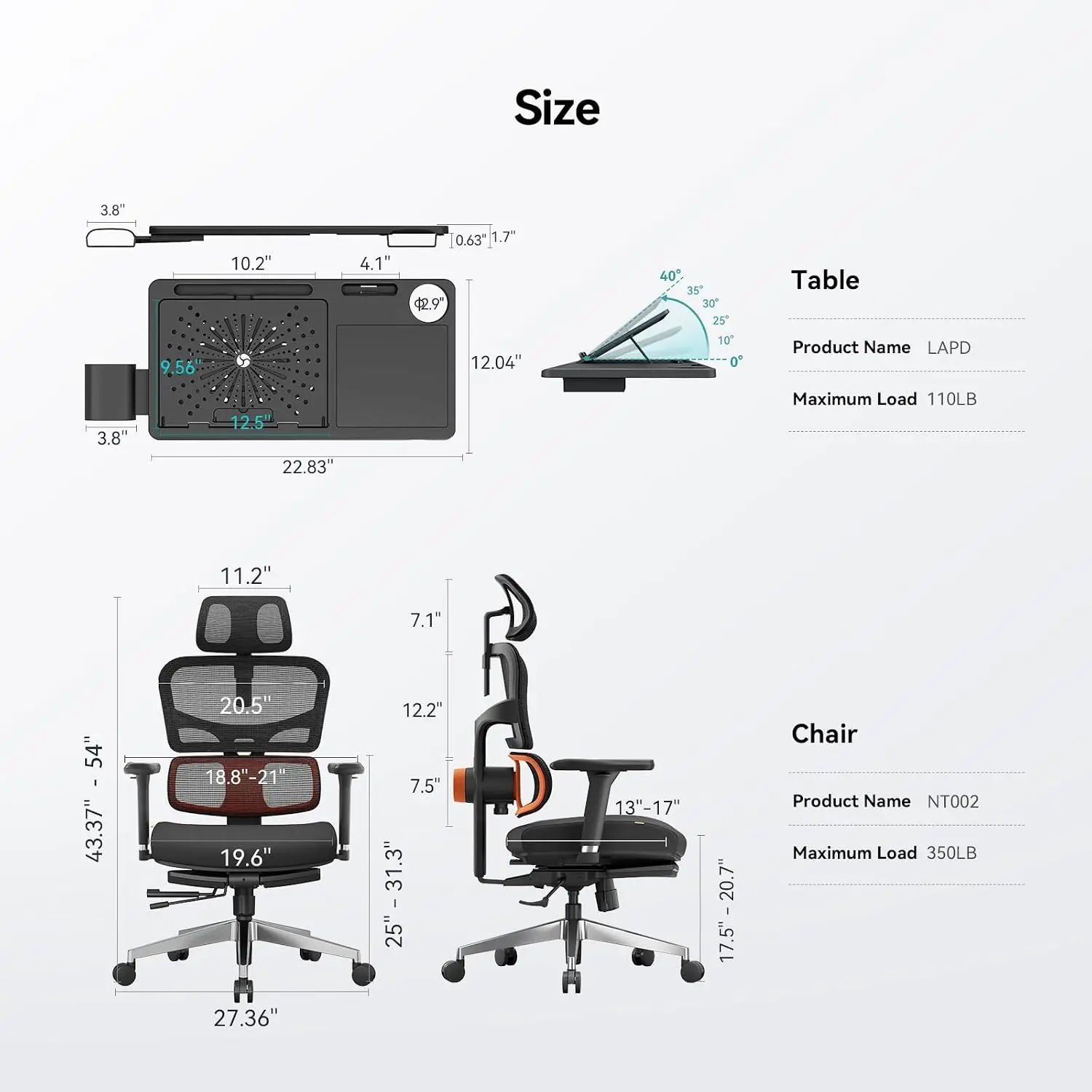 Mesh Office Chair with Laptop Tray, Auto Lumbar, KGS Gas Lift, , 4D Armrest, 2D Headrest, 136° Recline, Customized