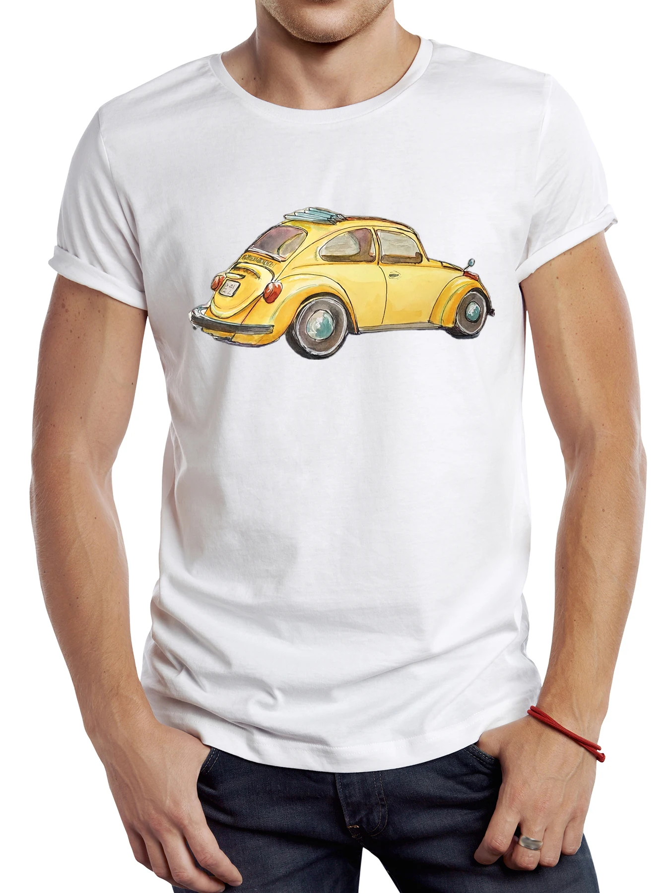 

FPACE Vintage Buggy Car Printed Men T Shirt Graphic Retro Beetles Drawing Sport Car Cloth Casual Tops Hipster Tee