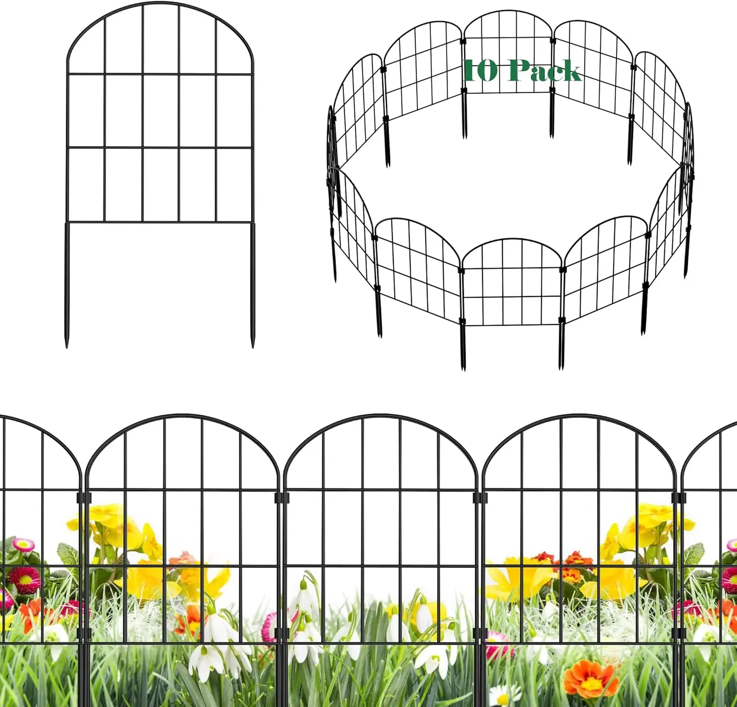

Декоративные садовые ограждения 24 дюйма (В) x 11 футов (Д), из нержавеющей металлической проволоки, для защиты от собак, без необходимости копания.