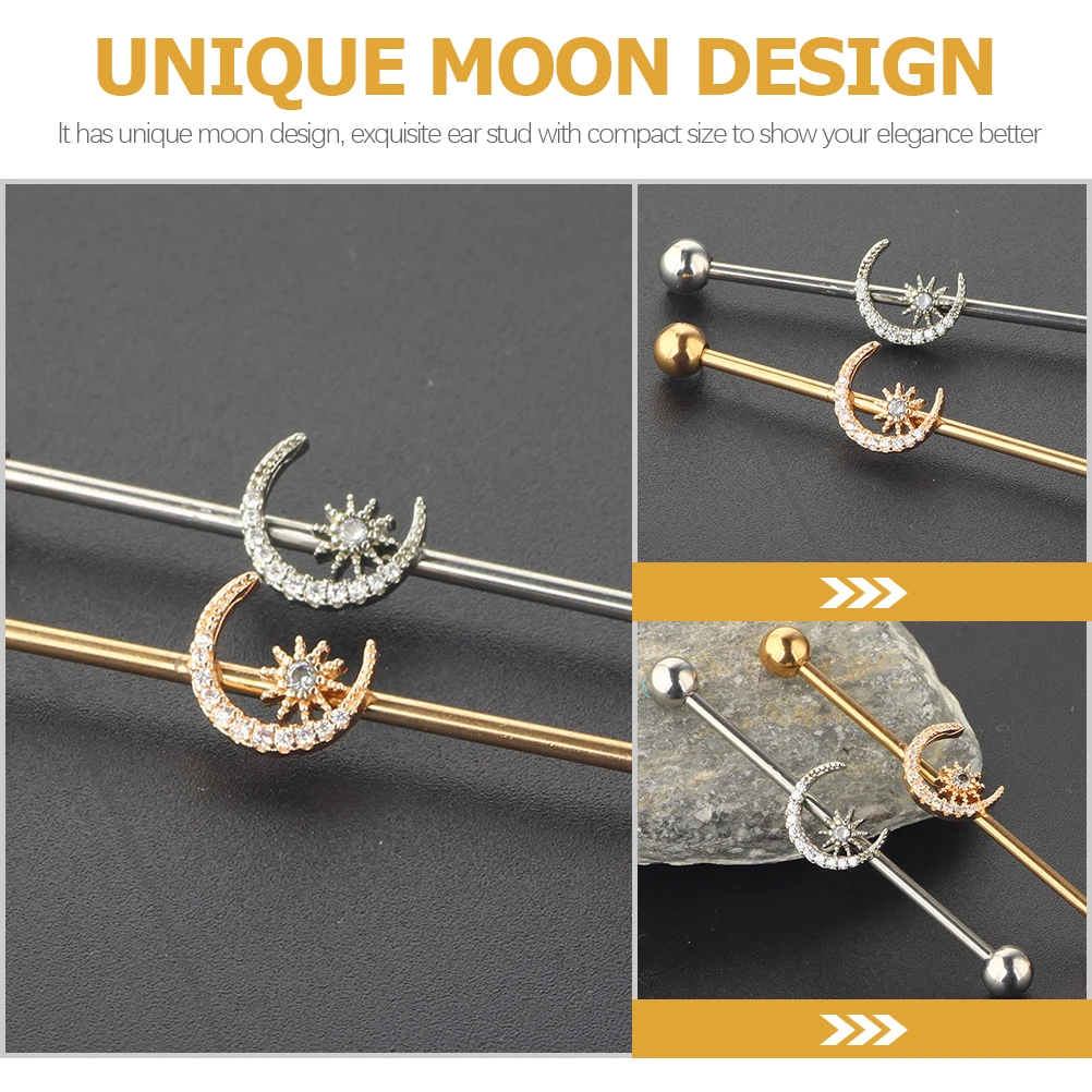 

Moon Earrings Women Trendy Piercing Studs Stainless Steel for Jewelries Teen Girls Miss