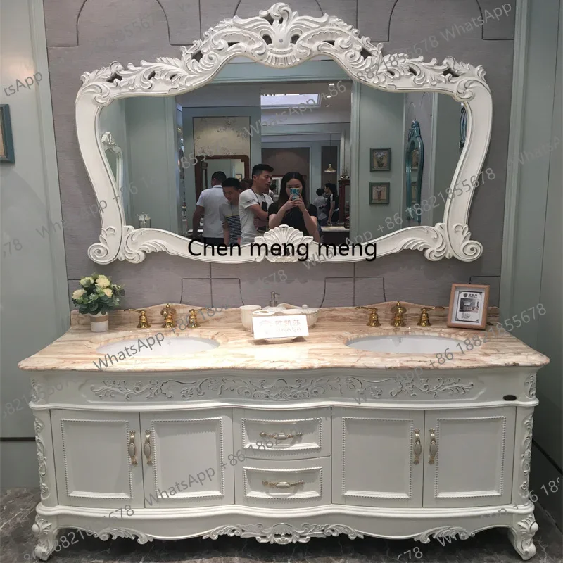 RR European bathroom cabinet double basin solid wood washbasin cabinet combination American high-end bathroom
