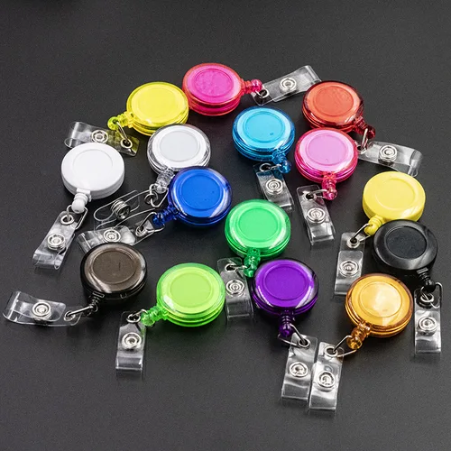 Carretes de insignia de plástico para personal de enfermera, etiqueta de nombre retráctil, soporte de insignia de identificación, Clip para tarjeta de trabajo, carretes de Clip para permiso de trabajo, 10 Uds.