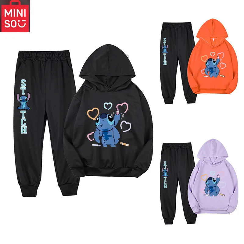 

New Stitch Hoodie Set Girls Sweatshirt Autumn And Winter Long Sleeve Harajuku Pullovers Series Stich Casual Hooded Tops