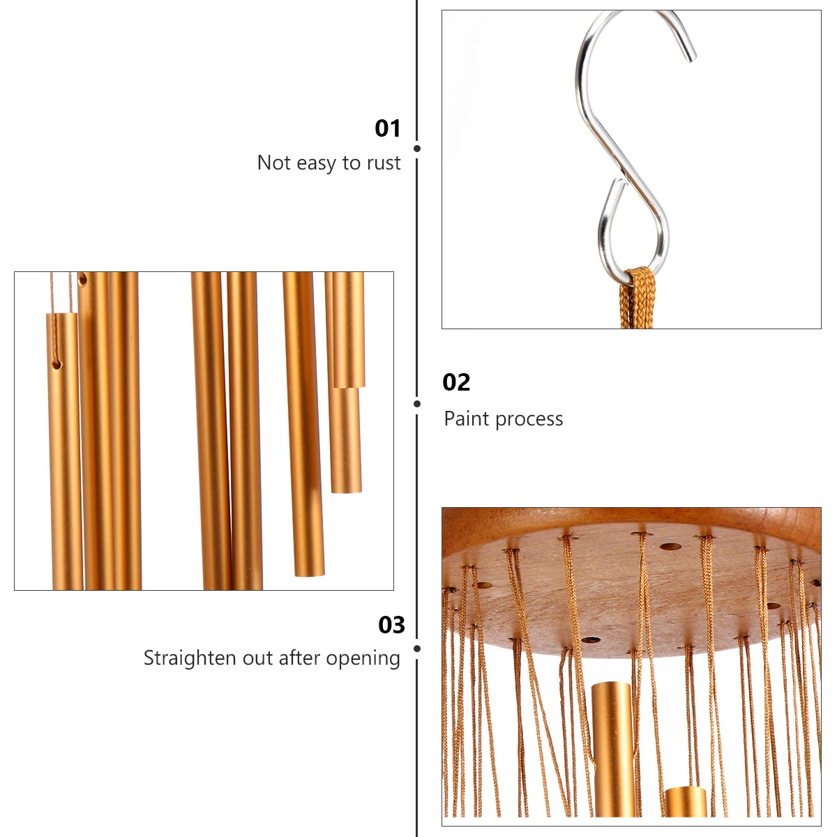 

Metal Tube Wind Chimes Vintage Decorative Pendant Indoor Outdoor Garden Balcony Use Durable Long Lasting Material