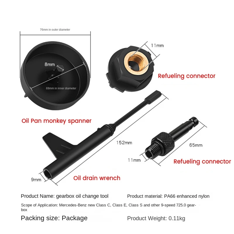 Herramienta de llenado de aceite de transmisión para Mercedes Benz 725,0, juego de adaptadores de herramientas de cambio de aceite de 9 velocidades, herramienta de llenado de aceite de transmisión