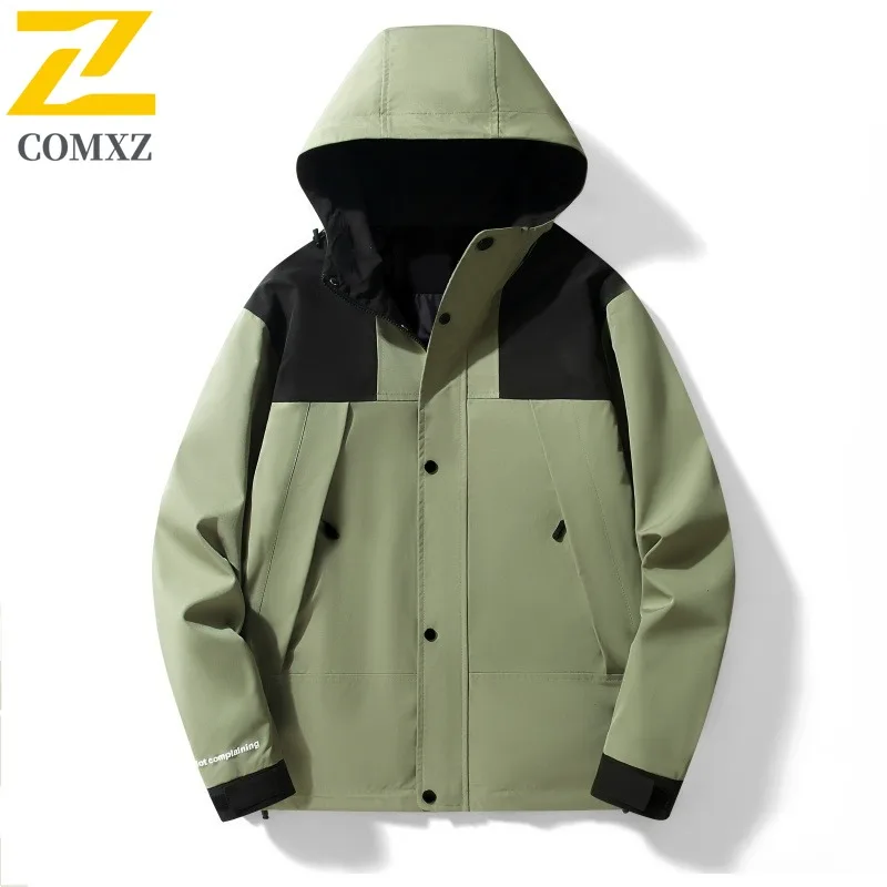 

COMXZ Высококачественная мужская куртка, классическое ветрозащитное пальто с капюшоном для приключений на открытом воздухе, легкое осеннее пальто для пешего туризма