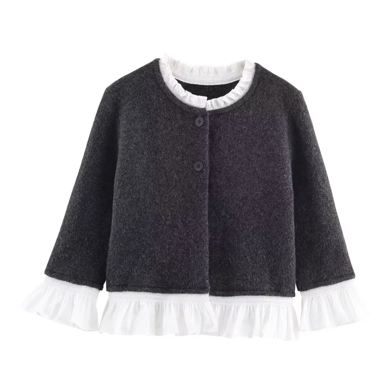 

Осенний вязаный кардиган из поплина с круглым вырезом и длинными рукавами, пальто, женский свитер на пуговицах, топы, женская повседневная простая одежда, новинка 2023 года