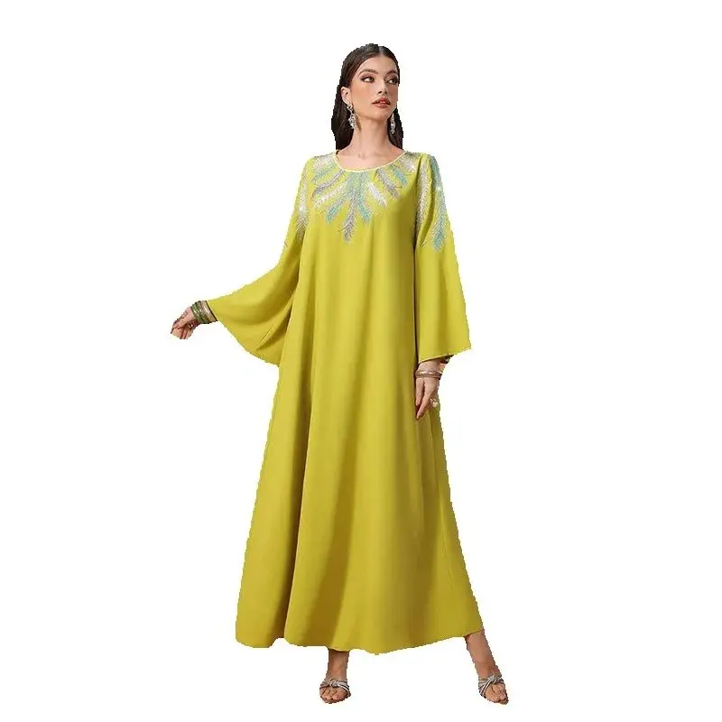 

Middle East Abayas for Women Embroidery Diamonds Muslim Dress Dubai Abayo Eid Ramadan Kaftan Turkey Caftan Marocain Femme Robe