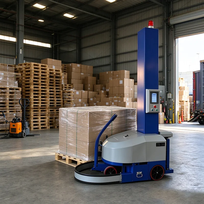 Robotic Mobile Pallet Wrapping Machine Self-propelled Pallet Stretch Wrapper for Multi-site Packaging