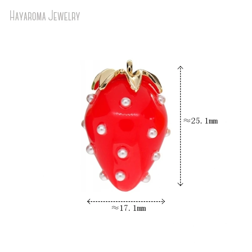 

5Pcs Jewelry Enamel Metal Wholesale Plant Food Fruit Strawberry Gold Color Pendant Copper Charms