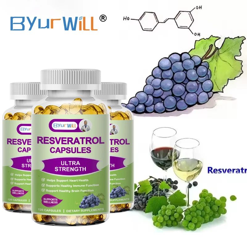 Resveratrol Capsules Support Joint & Cardiovascular Health, Antioxidants, Improve Immunity, and Promote Smooth Skin, Anti-aging