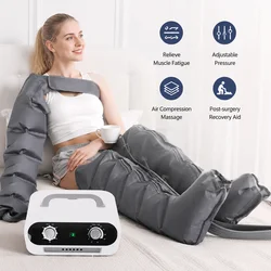 6 Airbags Air Pressure Leg Massager with Air Compression Therapy Arm Thigh Waist Pneumatic Air Wraps Pain Releif Remote Control