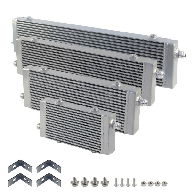 

Black/Silver Universal Engine 10AN Single Cross Flow Bar & Plate Durable Oil Cooler AN10 7/8"-14 UNF Mounting Bracket Aluminum