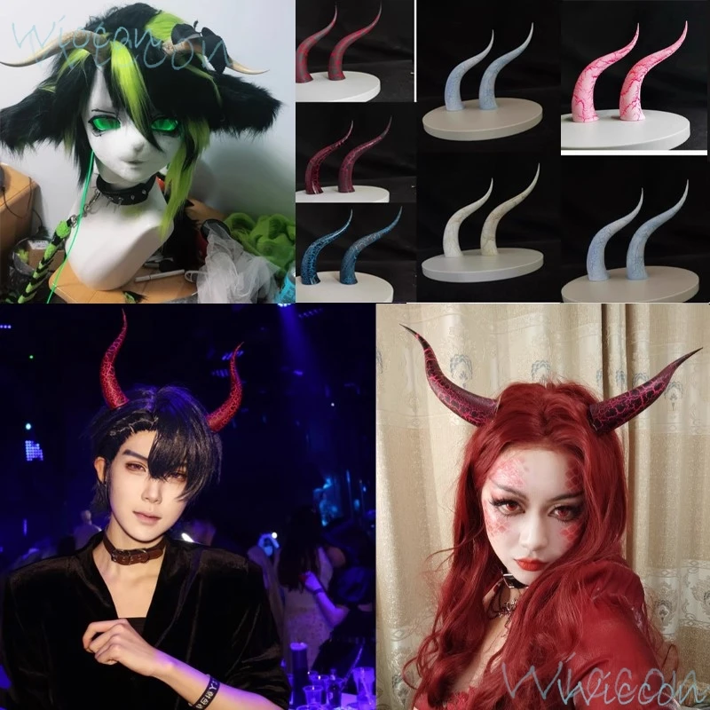 Fursuit Horn Furry Cosplay Prop Długość 17CM Diabelski róg Smoczy róg Gradient Lava Crack Kolor Dostosuj Holloween Party Odgrywanie ról