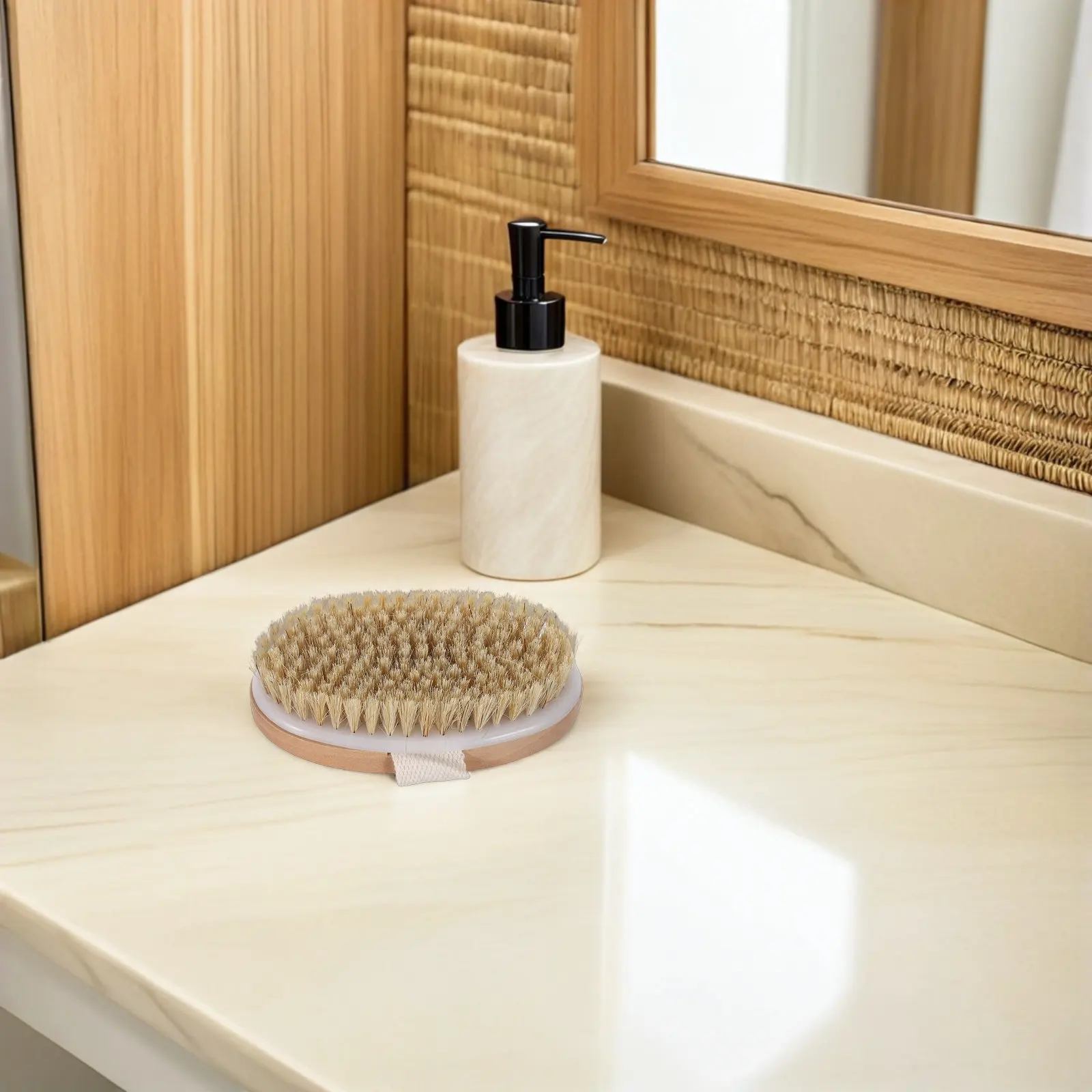 Natural Wood Handle Body Brush with Soft Bristles for Dry Skin Exfoliation Lymphatic Drainage Circulation Stimulation Spa