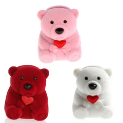 Velvet Jewelry Box Cute Display Bear Gift Box Holder Solid Color Wedding Ring Box For Earrings Necklace Bracelet