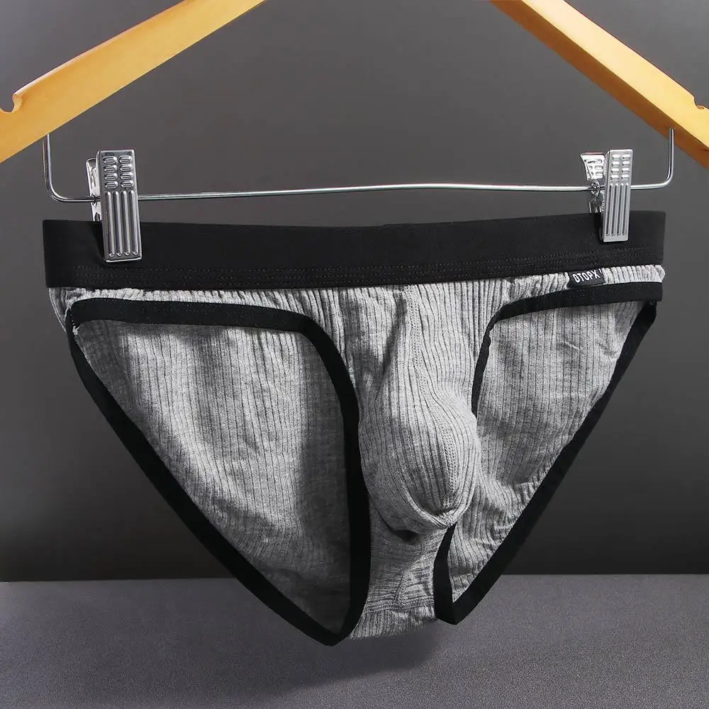 Comfortable Simple Underpants Modal Letter Low-waist Sexy Briefs Men Thong Screw Thread Panties U Convex