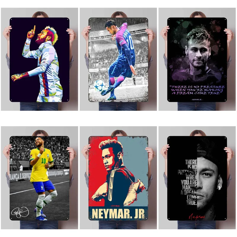 Neymar Jr Football Sports Metal Posters Bedroom Decoration Room Decor Men Custom Metal Tin Signs for Wall Art Decoration Retro