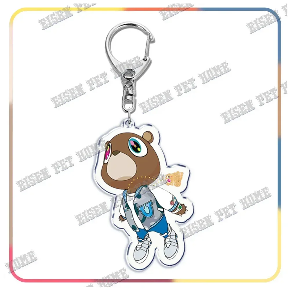 Rapper Kanye Dropout Bear KeyChain for Accessories Bag YE Heartbreak Again Pendant Keyring Chains Keychains Christmas Gifts