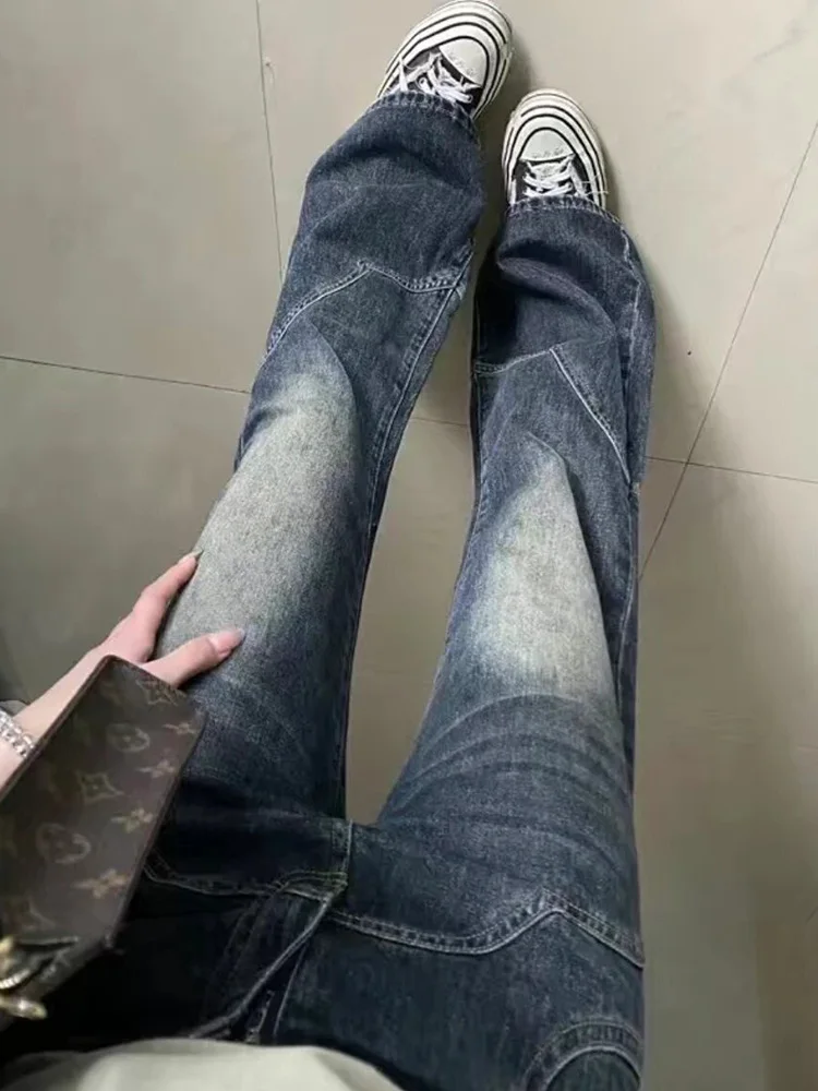 

American High Street Wide Leg Jeans Women's Straight Loose 2024 Spring Autumn New Slimming Micro Flared Small Size Pants