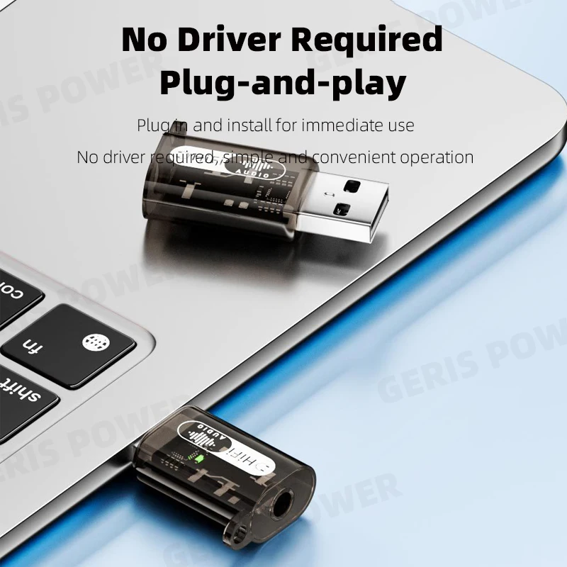 USB to 3.5mm Headphone Adapter 24bit 96KHz HiFi USB A Male To 3.5MM Female Jack Audio Aux Earphone Converter for Phone Laptop