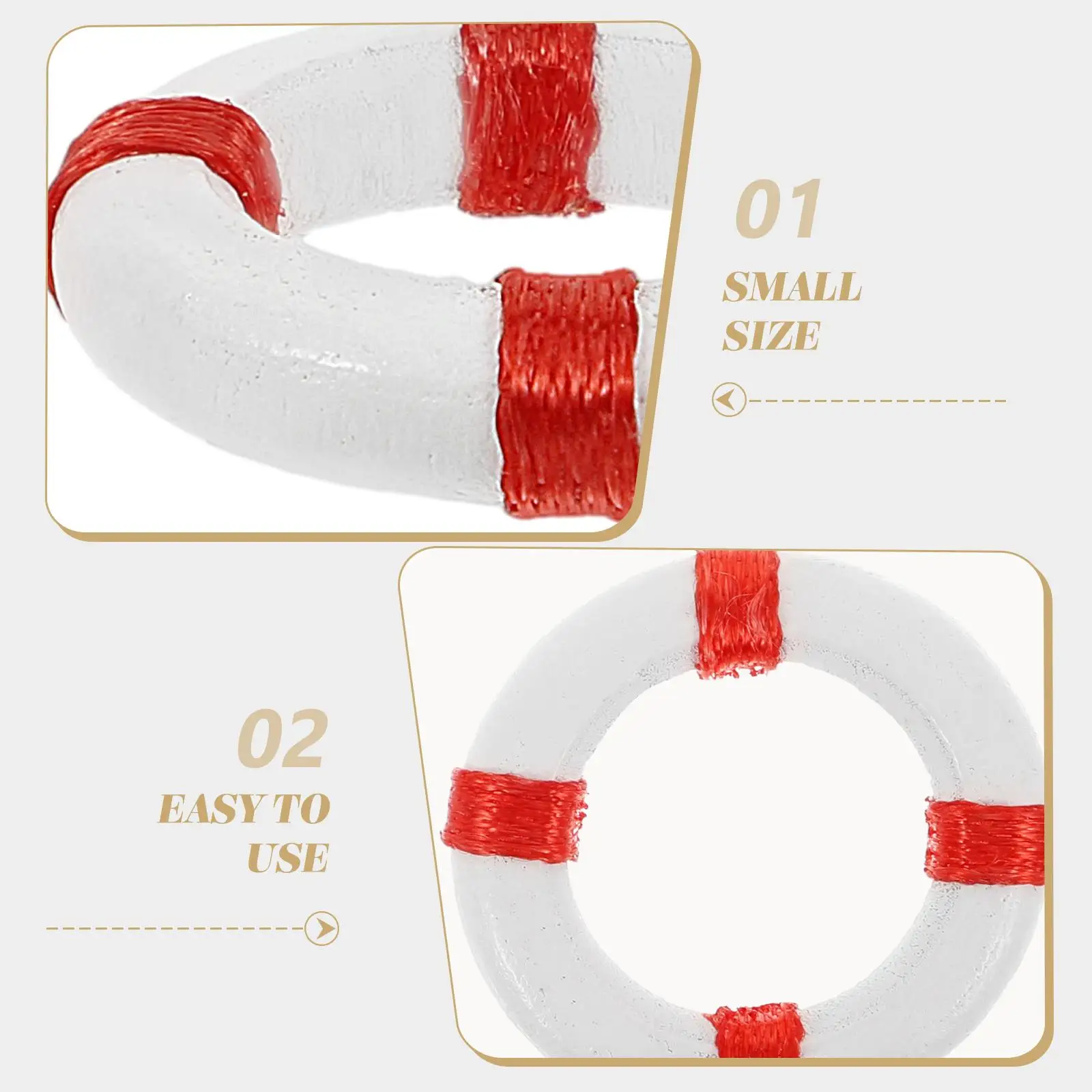 10PCS Holz Ornamente Mini Miniatur Spielzeug Rettungsring Spielzeug Pool Strand Dekorationen Garten Mini Rettungsring Liefert