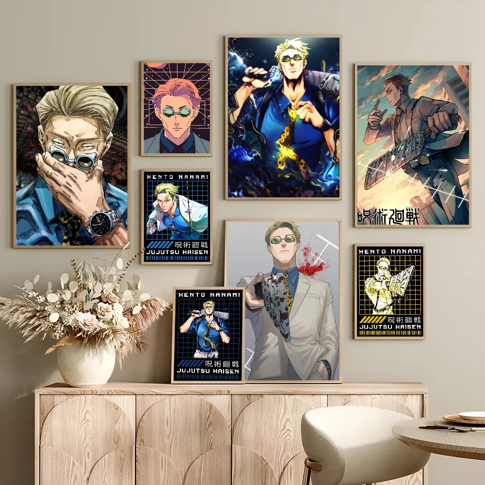 Kento Nanami Jujutsu Kaisen Anime Posters Sticky Fancy Wall Sticker For Living Room Bar Decoration Room Wall Decor