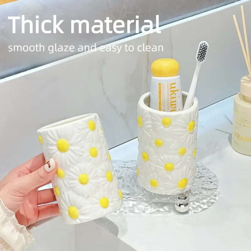 Ceramic Bathroom Set Nordic Pump Soap Dispenser Toothbrush Tumbler Soap Dish Tooth Mug Modern Bathroom Countertop Decor Gift