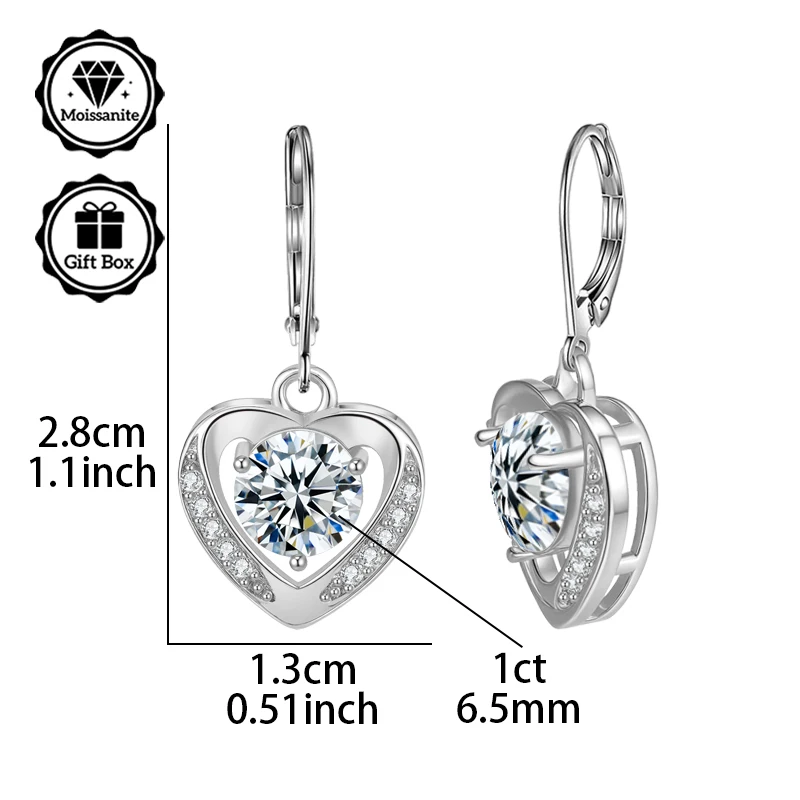 

LAMVOICE Valentine’s Day, gift for daughter, 2 carat moissanite earrings, designer item high quality, S925 sterling silver