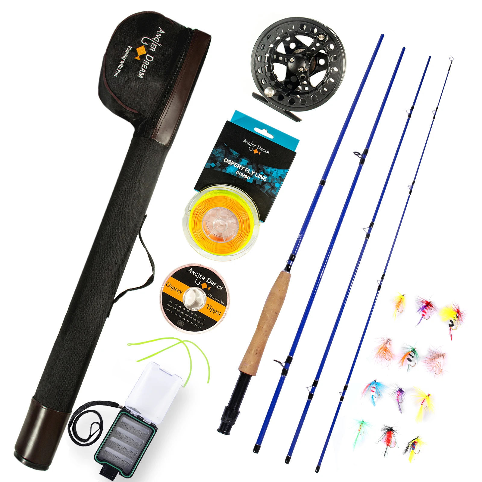 

New Streamer Trout Fly Rod 9FT Portable Travel Telescopic Rod Fly Fishing Pole 3/4 5/6 7/8WT Metal Reel Fly Fishing Rod Combo