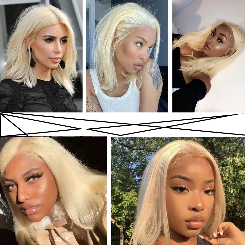 Honing Blonde Bone Straight Menselijk Haar Pruik Korte Bob Lace Front Pruiken Voor Zwarte Vrouwen 613 Kleur Middelste Deel Vrouwelijke menselijk Haar Pruiken