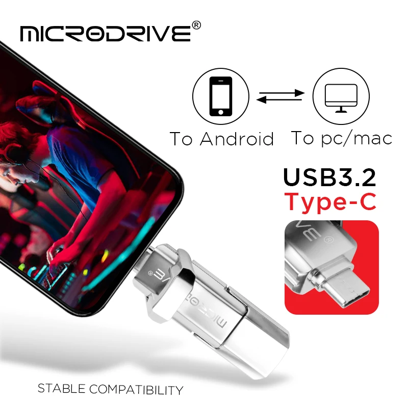 TYPE-C Mode Metalen Pen drive 64GB 128GB Waterdichte USB 3.2 Flash Drives 256GB Memory stick relatiegeschenk U disk