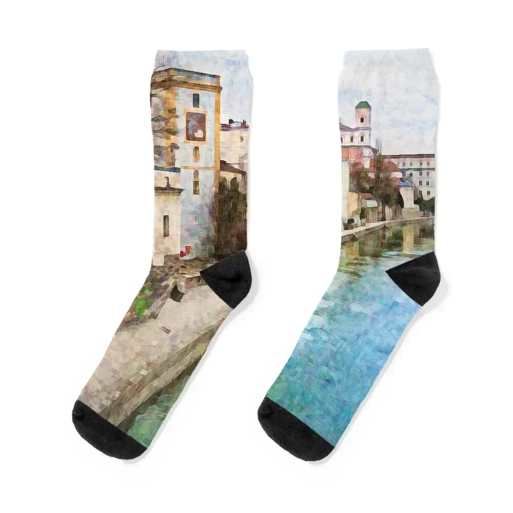 

Danube River in Passau, Germany Socks heated Stockings gifts sport Socks Male Women's