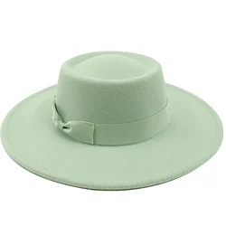 Sombrero Fedora circular cóncavo convexo para hombre y mujer, sombrero de jazz de fieltro, superficie plana, moda, precio al por mayor, Invierno