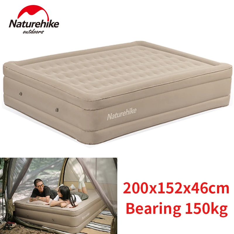 Naturehike TPU Inflatable Mat Interior Outdoor Camping 2 Person Glamping Air Bed 46cm Thicken Heighten Air Sleeping Pad Luxury