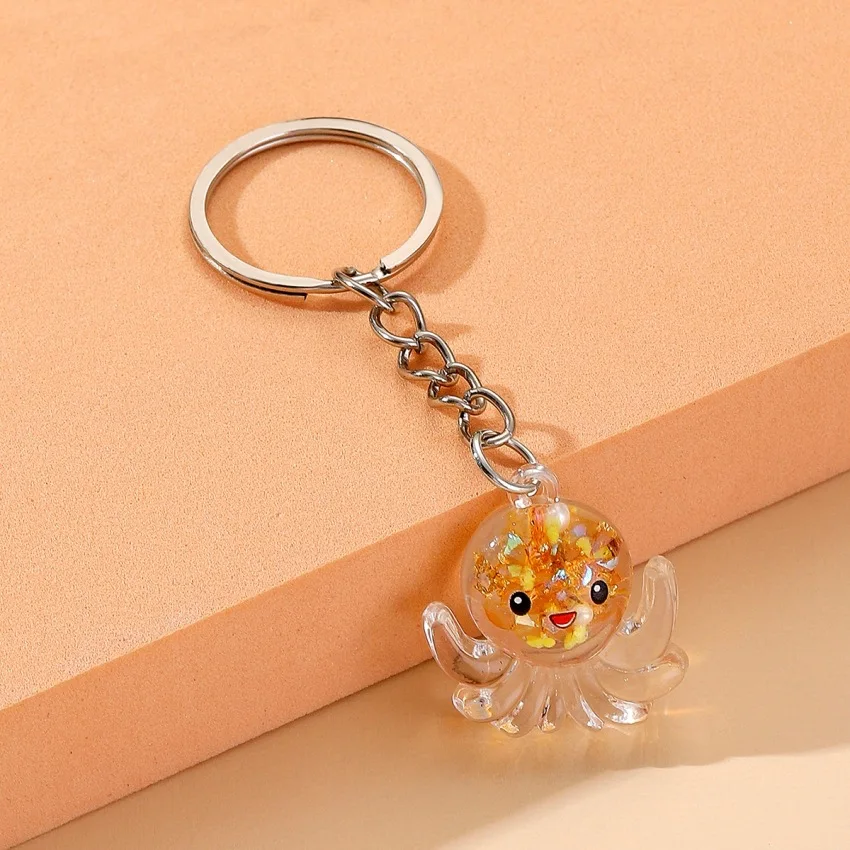Luminous Octopus Toy Keychain DIY Cute Cartoon Marine Animal Car Handbag Decoration Key Chain Couples Exchange Gifts Each Other